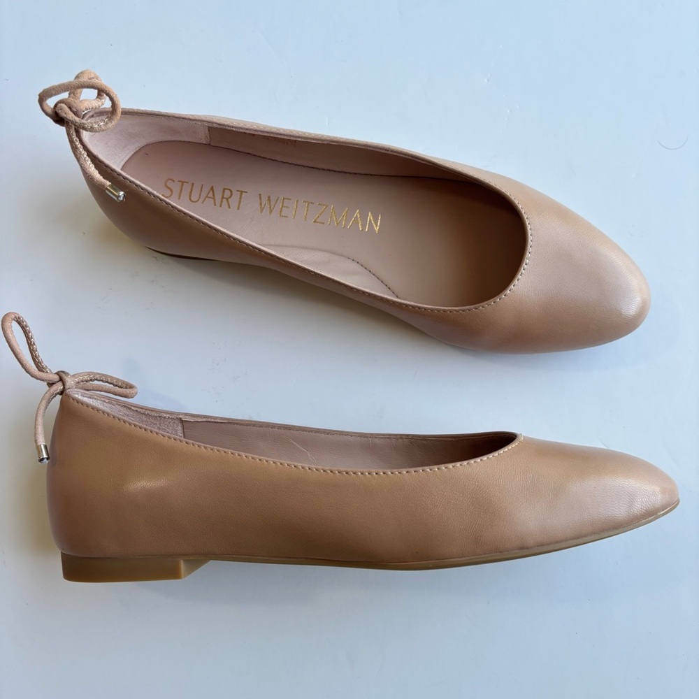 Stuart Weitzman Tieback Nude Tan Ballet Flats Classic Preppy Timeless size  4.5B